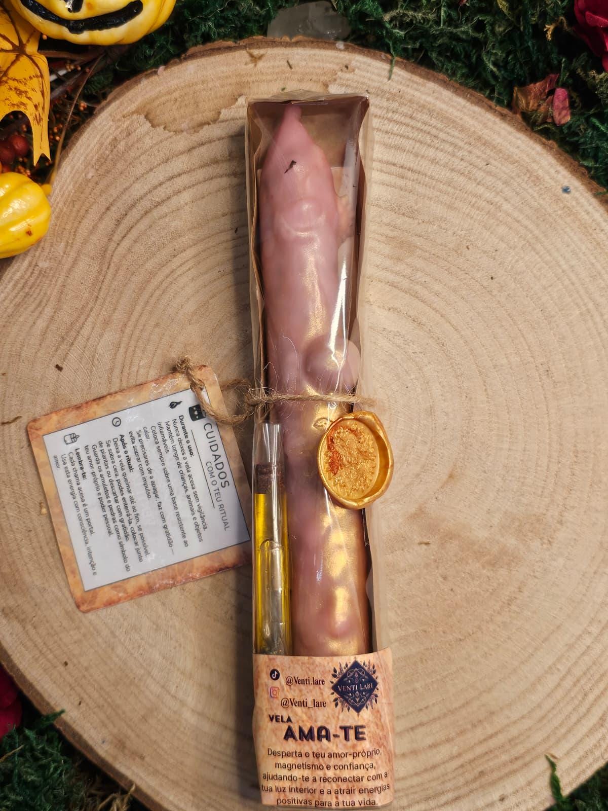 Vela Ritual de Amor-Próprio Ama-te | Cura do Coração & Energia Feminina | Artesanal