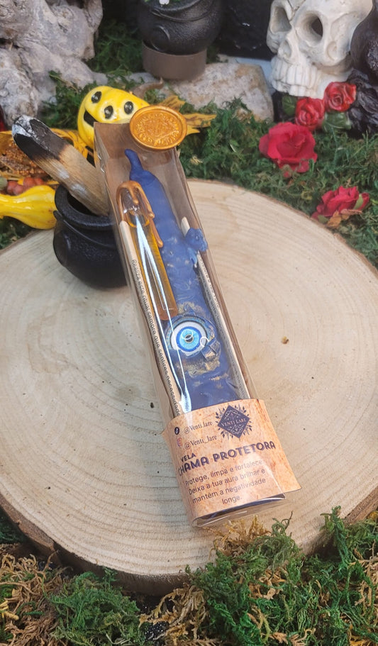 Vela artesanal de proteção espiritual