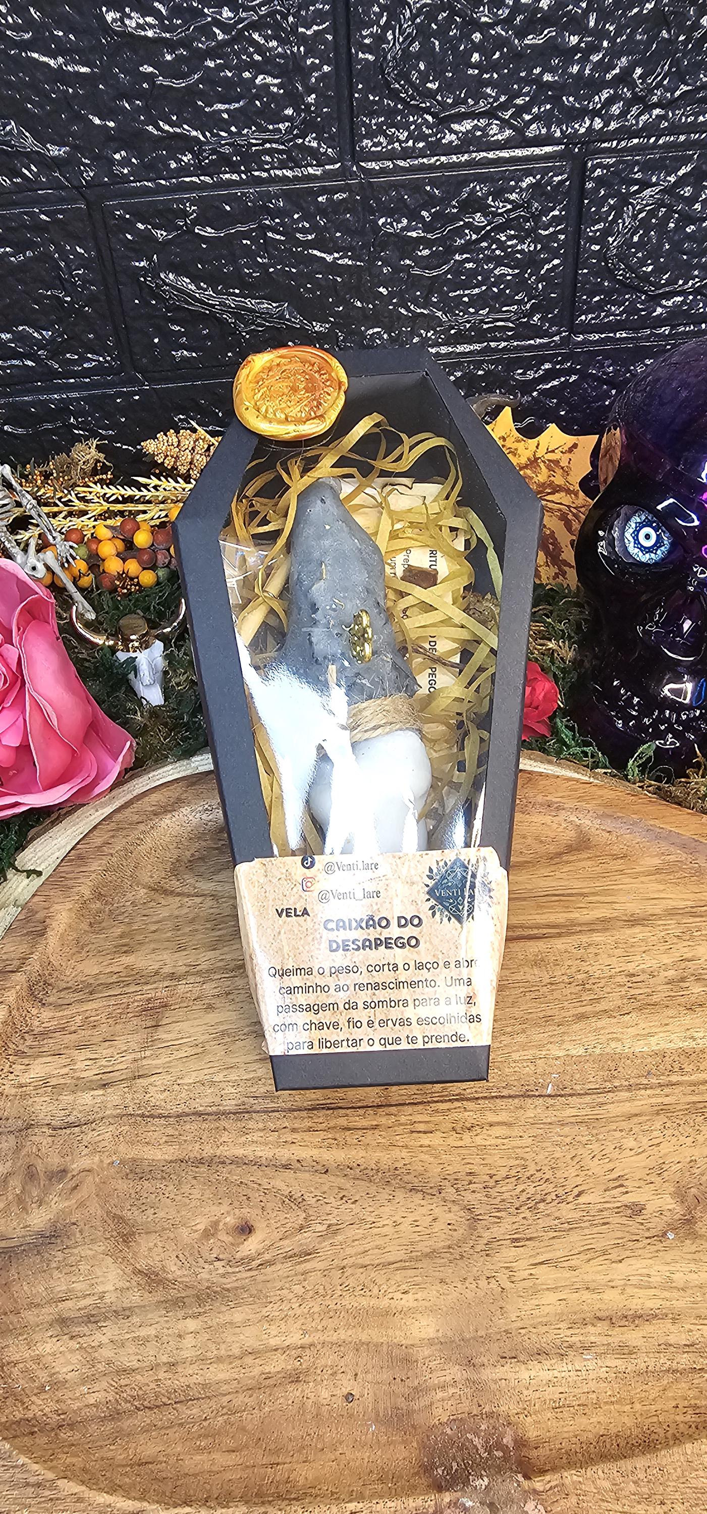 Vela Caixão do Desapego • Ritual de Libertação • Corte Energético • Chave + Fio • Vela Artesanal Espiritual