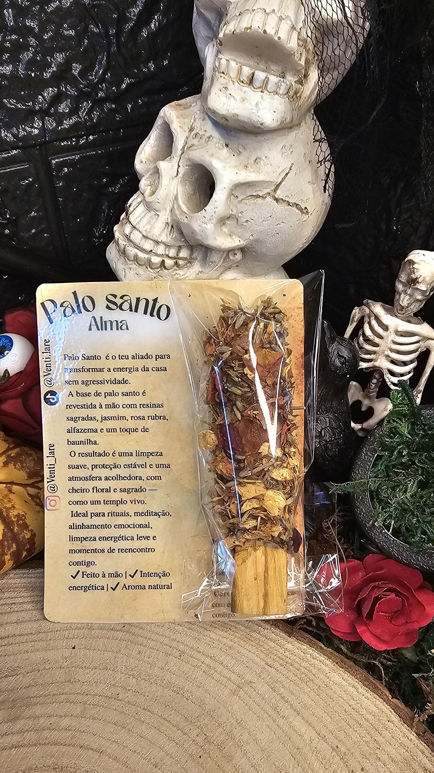 ALMA – Palo Santo Ritualizado com Jasmim, Rosa Rubra, Alfazema e Baunilha | Limpeza Energética & Amor Próprio