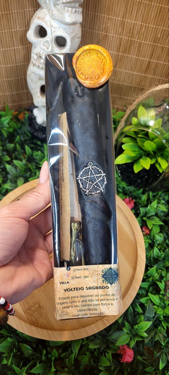 Vela Volteio Sagrado – Ritual de Retorno à Origem, Corte de Energias Negativas e Proteção Espiritual | Vela Artesanal com Ervas e Amuletos