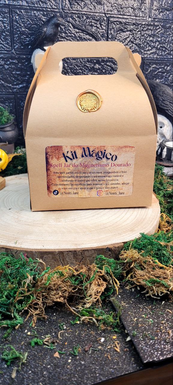 Kit Mágico – Spell Jar do Magnetismo Dourado | Ritual de Amor, Prosperidade e Atração