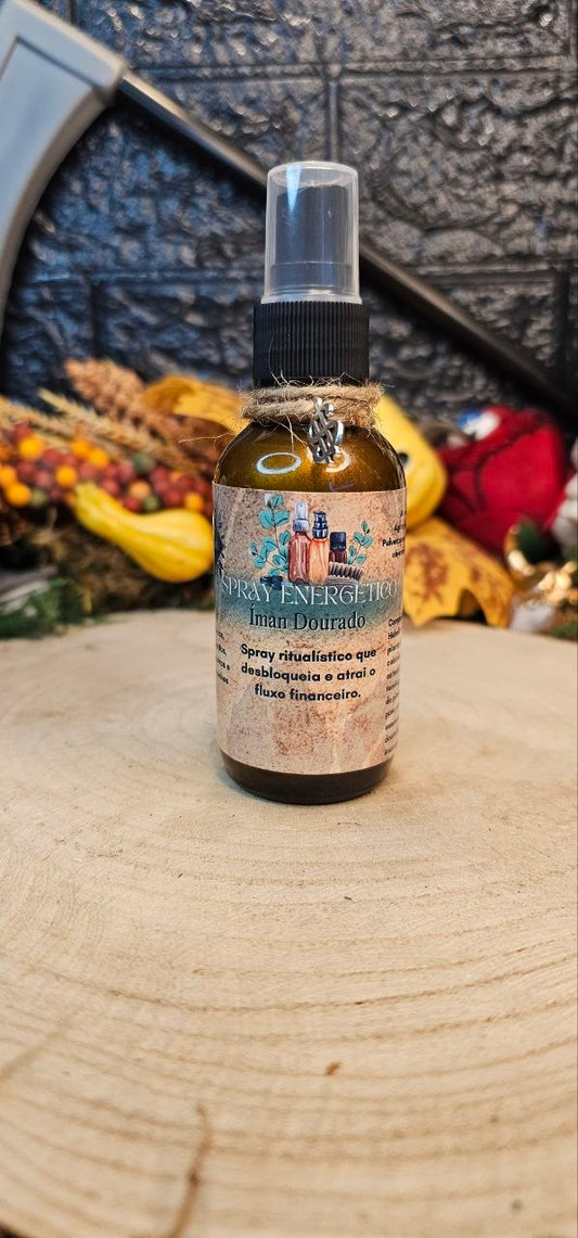 Spray Íman Dourado – Ritual Abre-Caminhos Financeiro, Prosperidade, Proteção e Energia Positiva