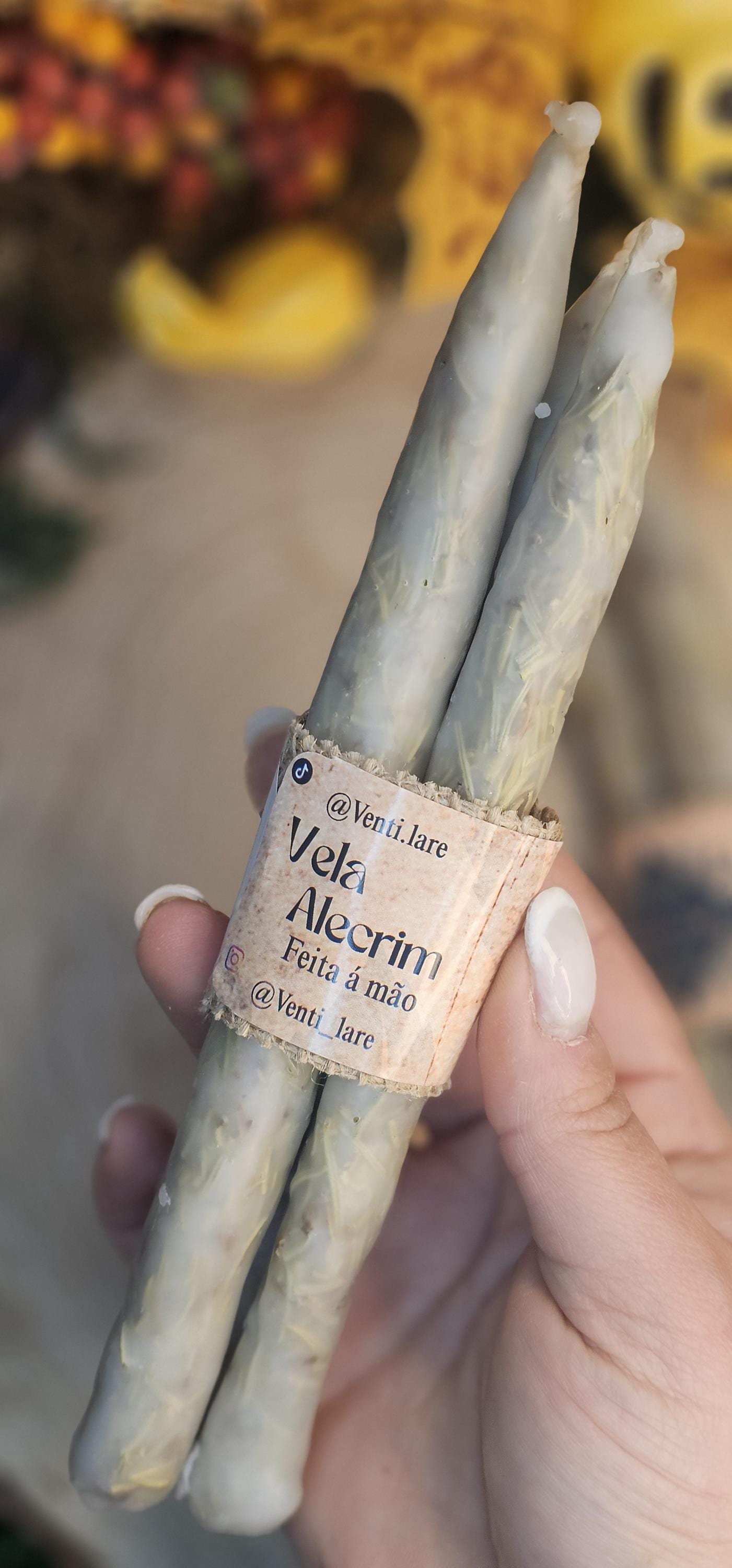Kit 3 Velas de Alecrim Artesanais | Clareza Mental | Abre Caminhos | Feitas à Mão