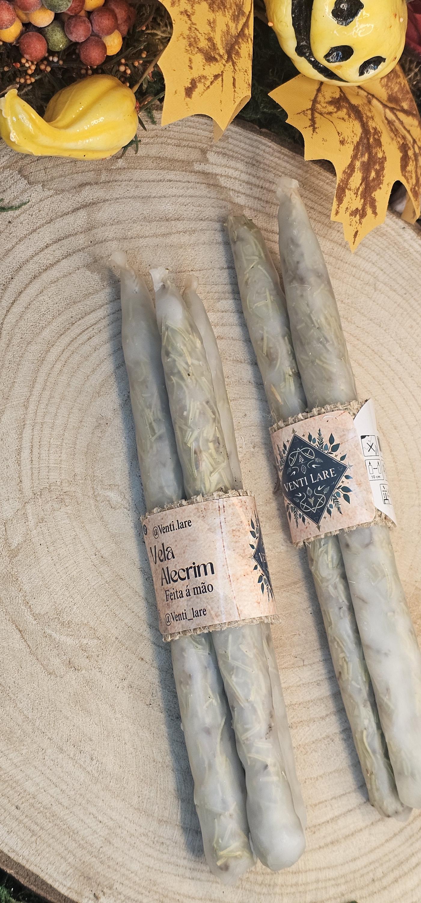 Kit 3 Velas de Alecrim Artesanais | Clareza Mental | Abre Caminhos | Feitas à Mão