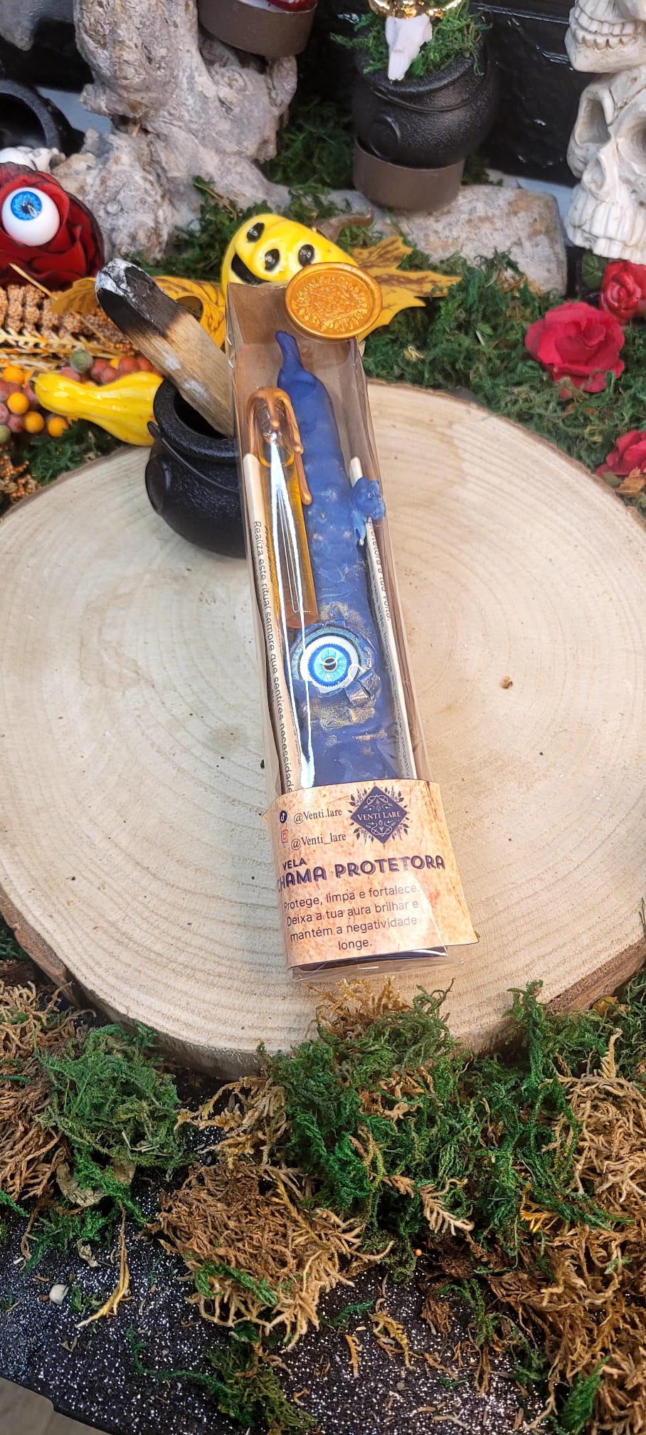 Vela artesanal de proteção espiritual
