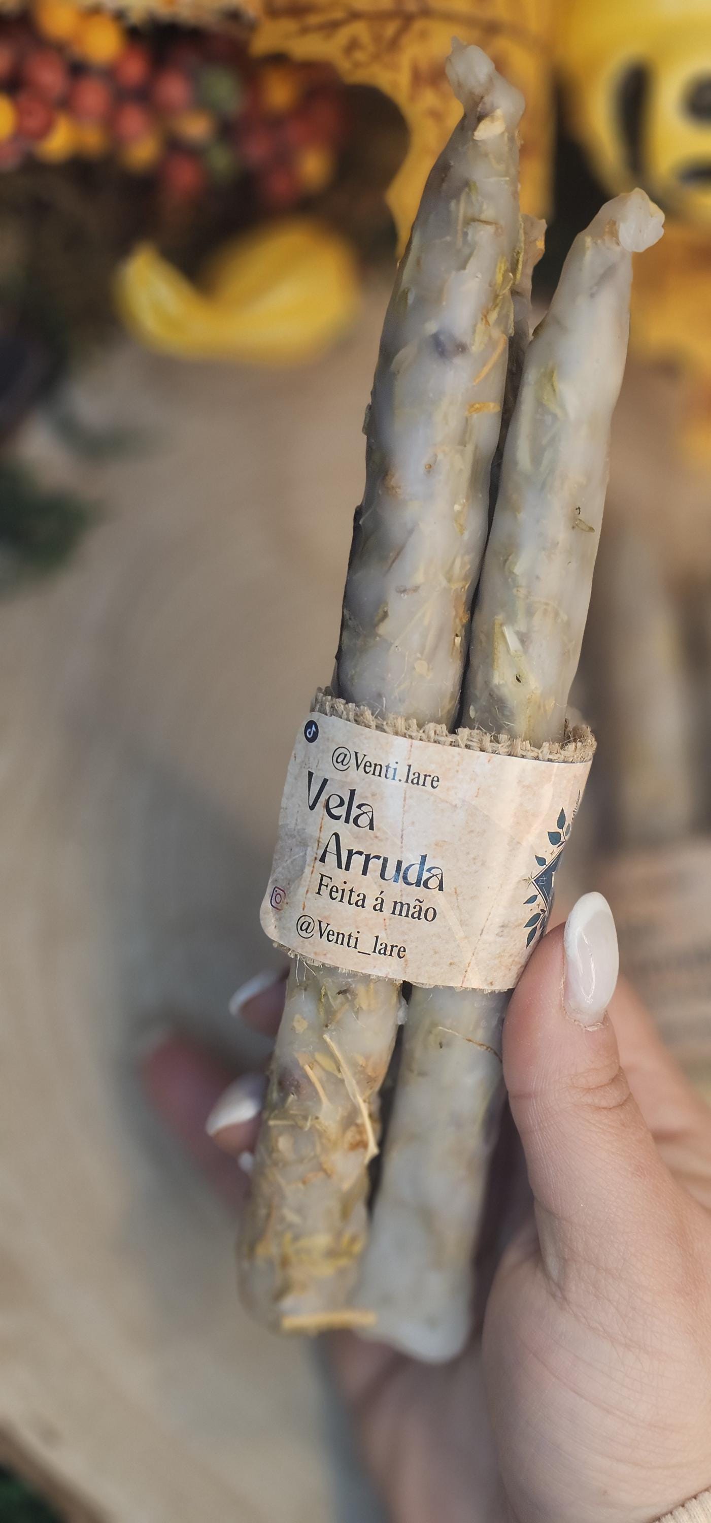 Kit 3 Velas de Arruda Artesanais | Proteção Energética | Limpeza Espiritual | Feitas à Mão